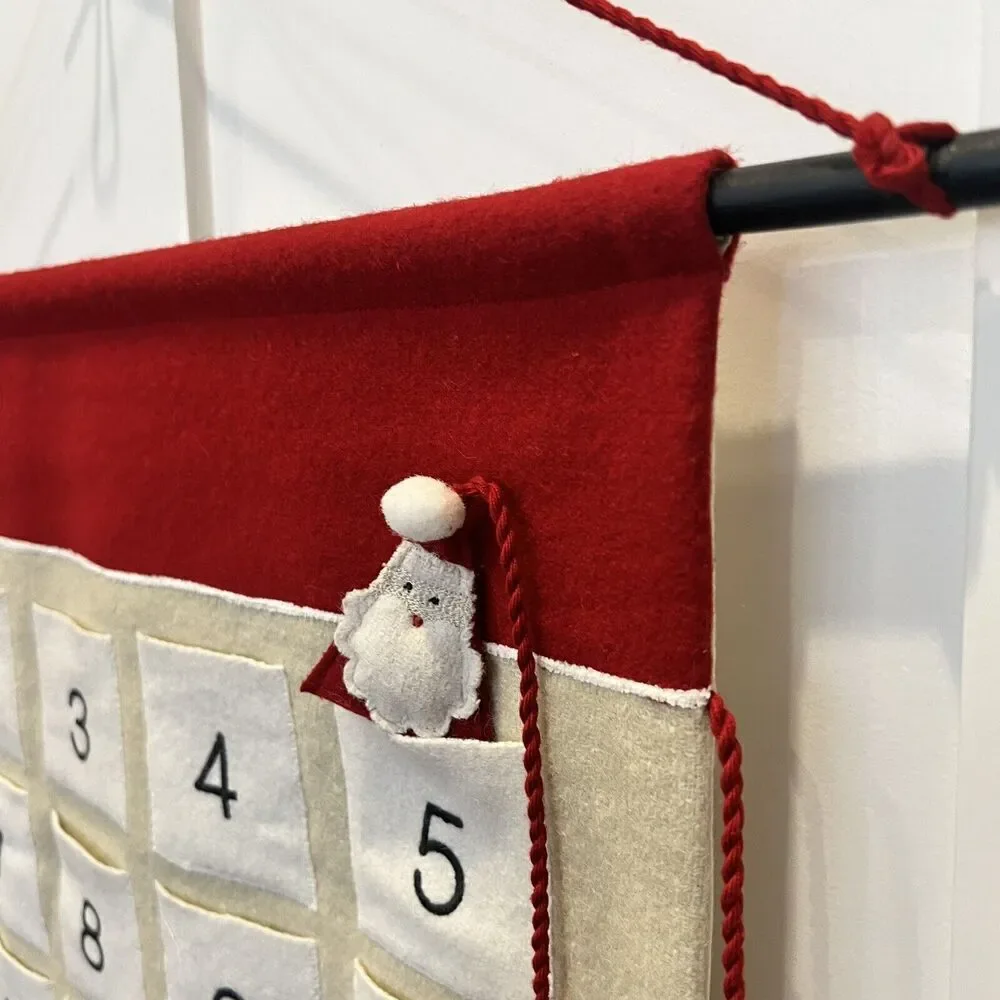 Crate & Barrel 2022 Wool Christmas Advent Calendar Polar Bear Fox Reindeer 33”x2